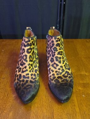 SARTO By Franco Sarto Leopard Print Ankle Booties - Black and Tan
